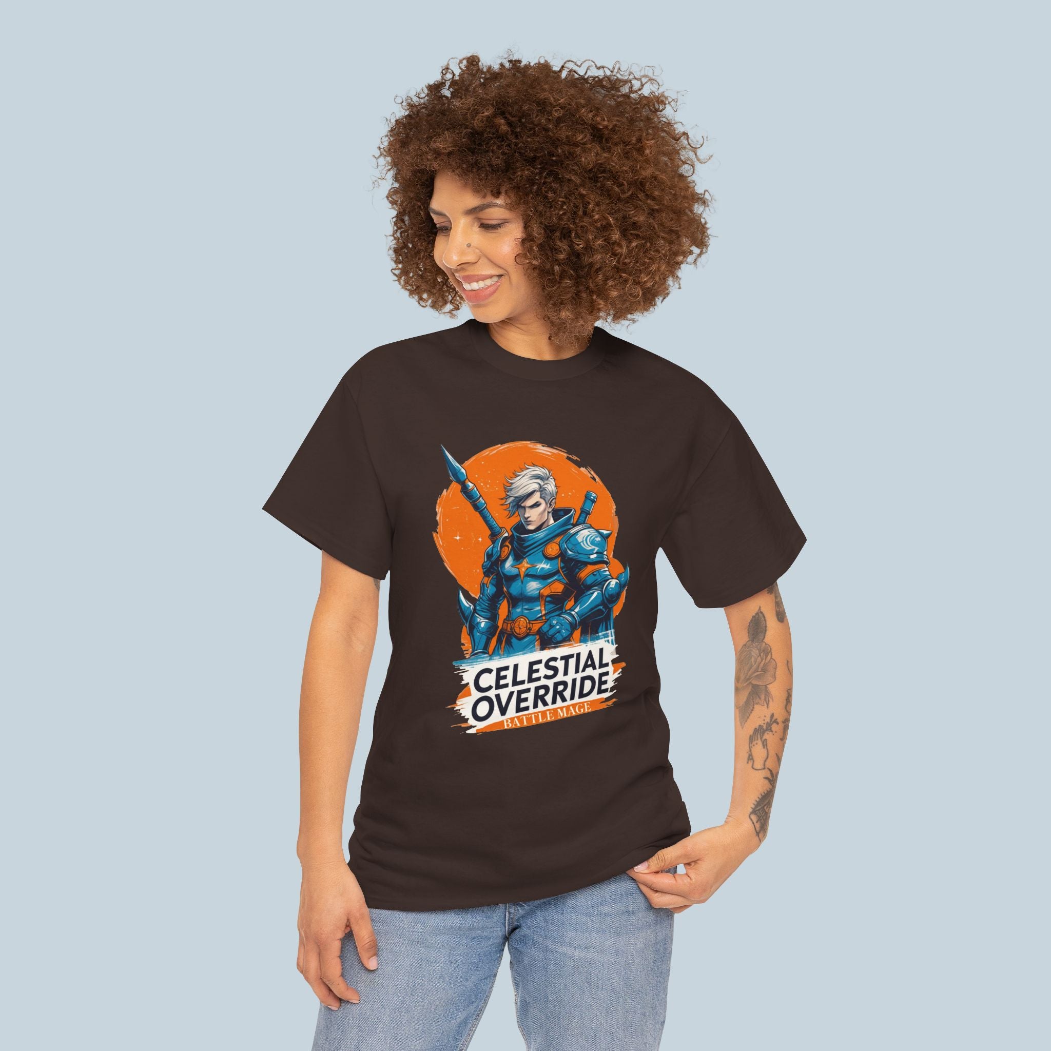 Anime Celestial Warrior T Shirt Celestial Override Divine Retro Sci Fi Fantasy Streetwear