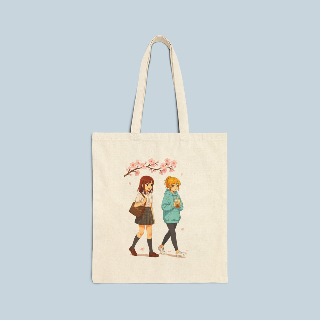 Cherry Blossom Walk Anime Tote Bag – Cozy Slice of Life Sakura Design