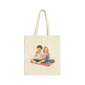 Cute Picnic Anime Couple Illustration Cotton Canvas Tote Bag
