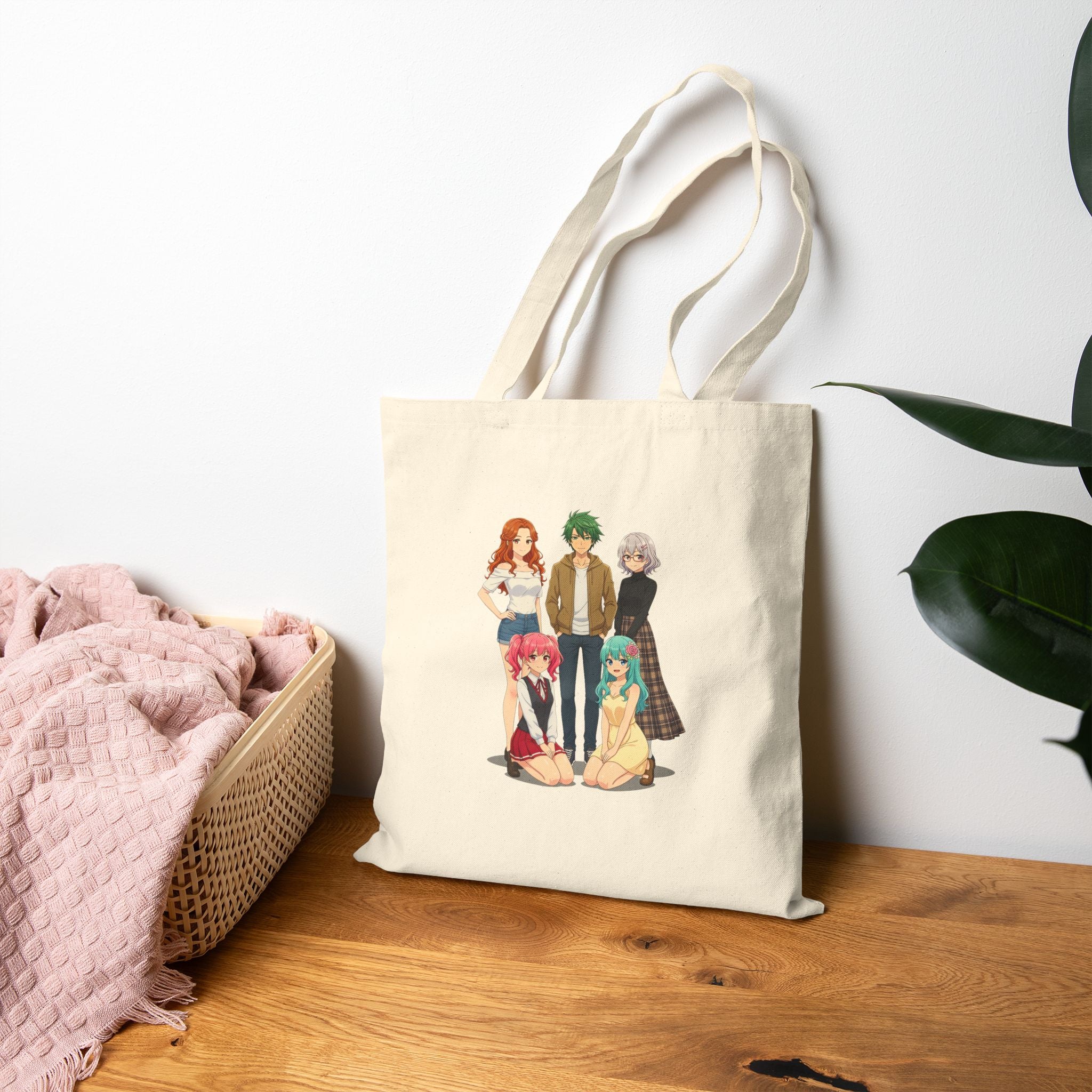 Anime Girl Group Tote Bag – Otaku Merch for Fans & Collectors