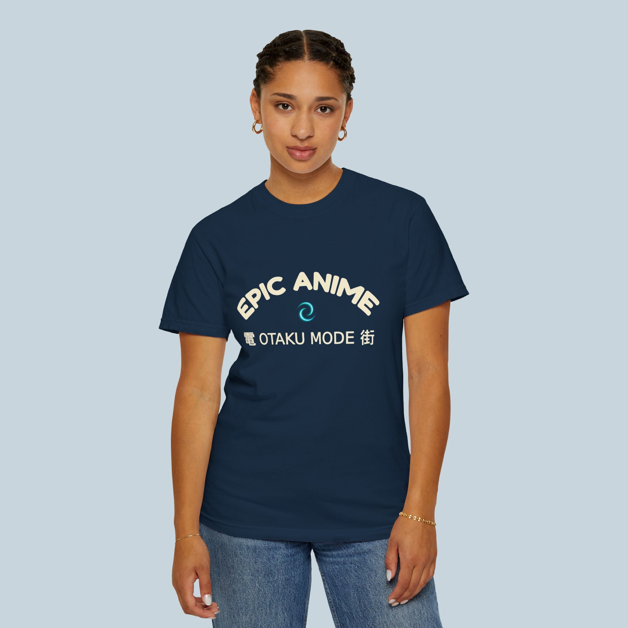 Epic Anime Otaku Mode T-Shirt Japanese Streetwear Cream Print on Black Tee