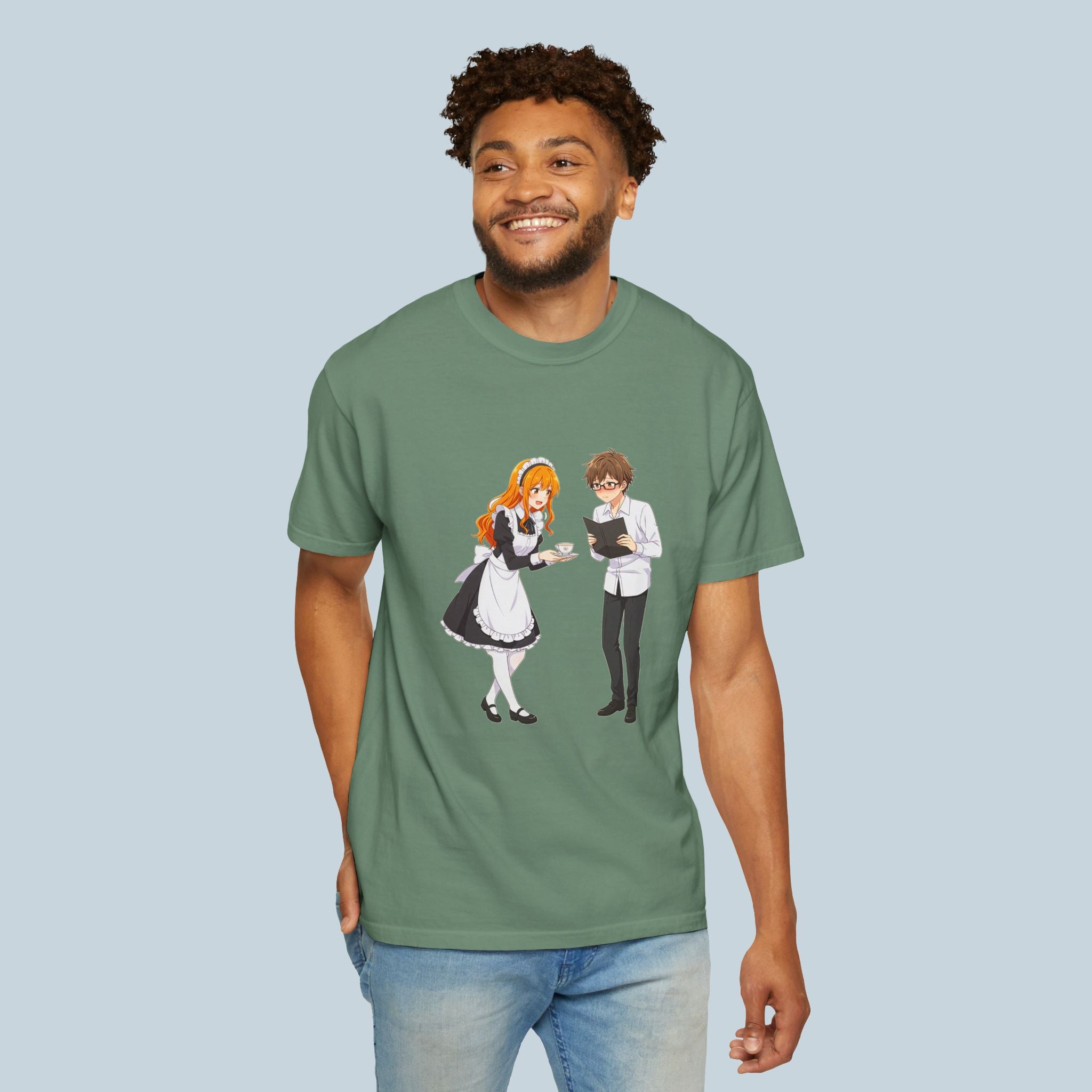 Anime Maid Cafe T-Shirt Cute Waitress and Barista Tee for Otaku Fans