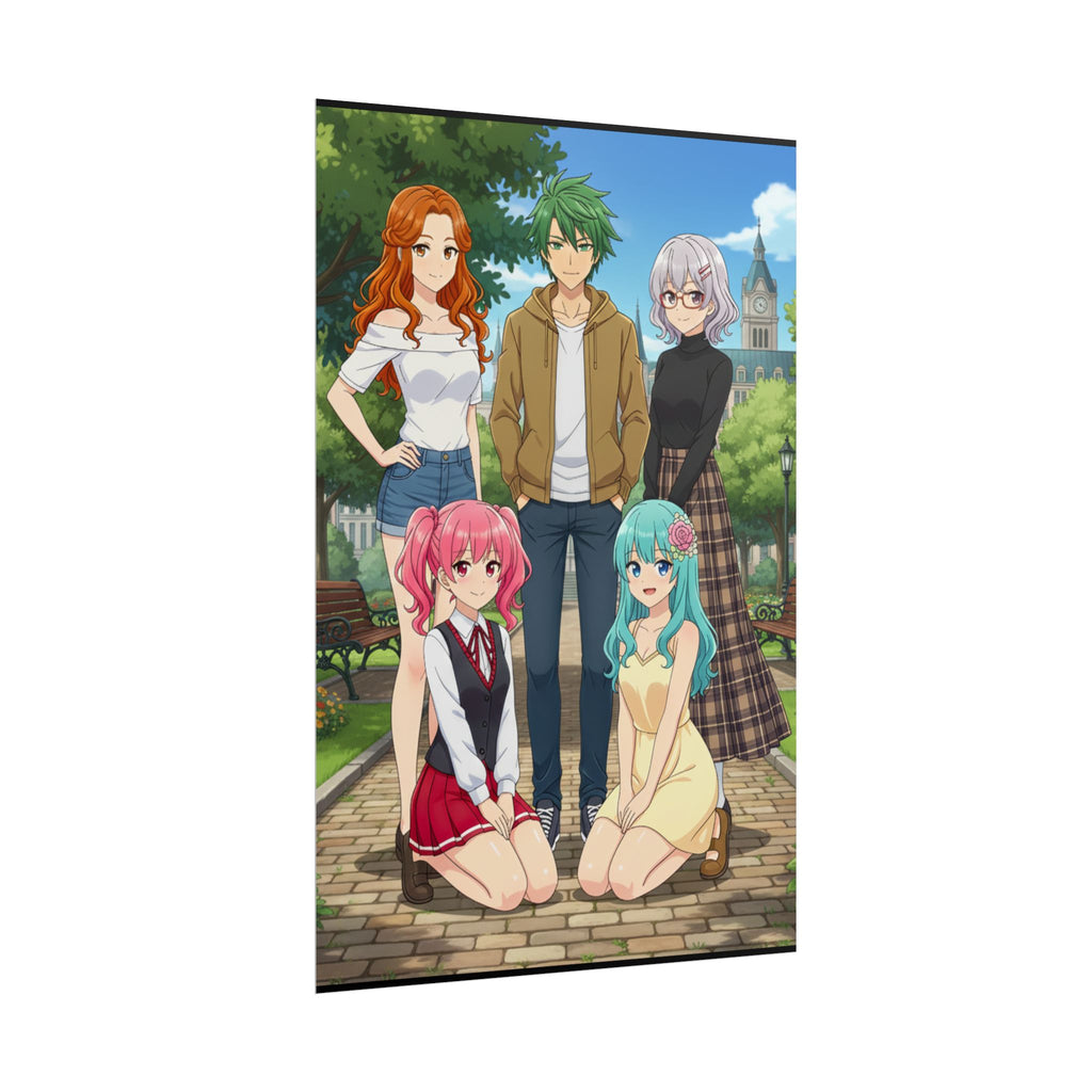 Anime Group Poster – Colorful Character Cast Wall Art for Fans
