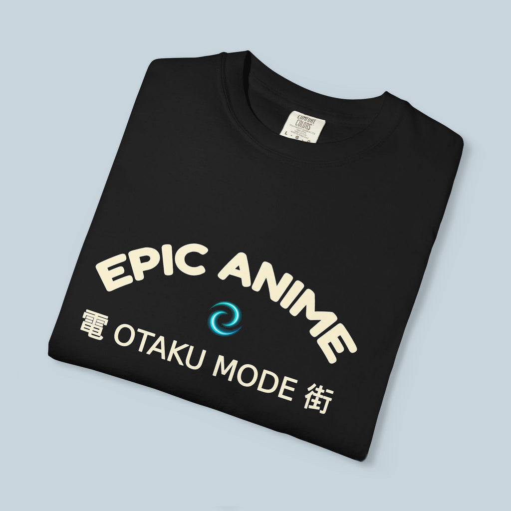 Epic Anime Otaku Mode T-Shirt Japanese Streetwear Cream Print on Black Tee