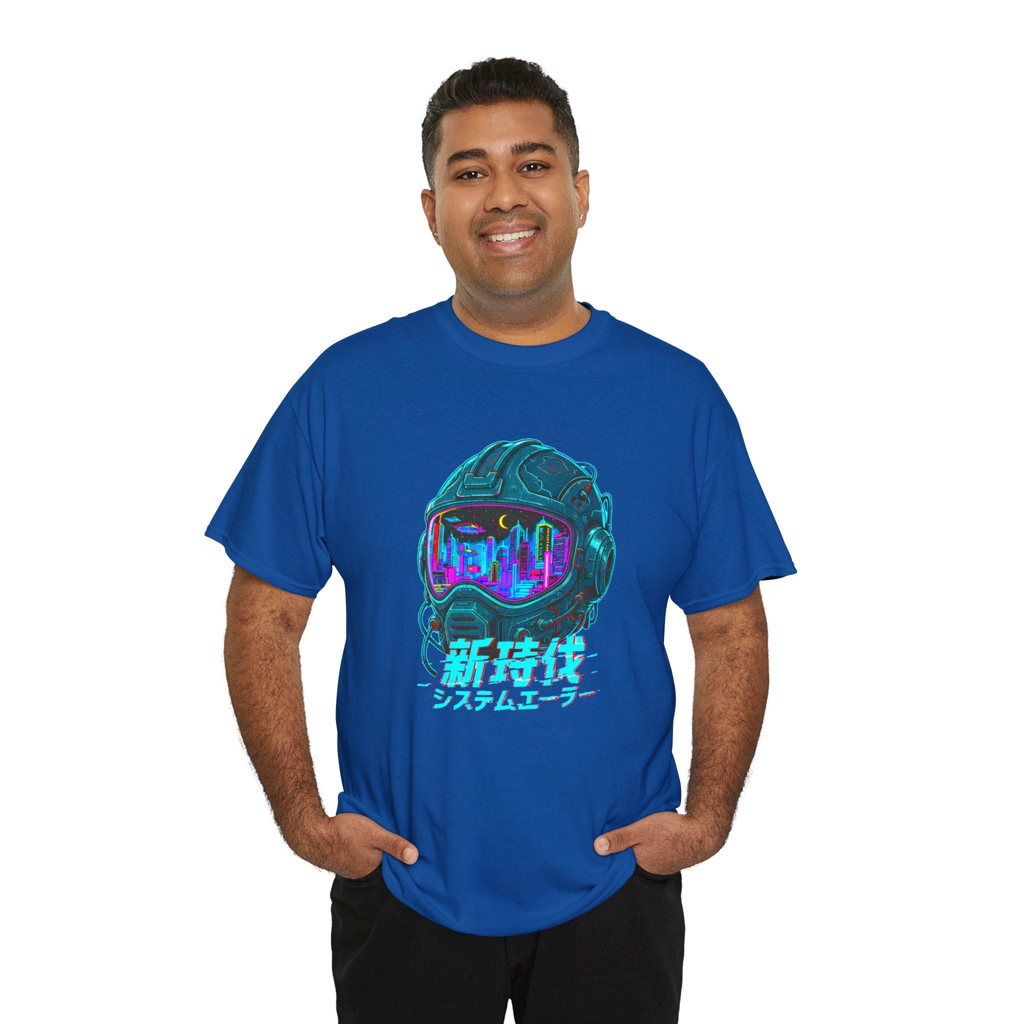 Cyberpunk Helmet Anime T Shirt Futuristic City Graphic Tee Neon Sci Fi Anime Streetwear Gamer Shirt Unisex