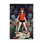 Rika Minazuki ZOMBA SQUAD Poster - Zombie Apocalypse Anime Wall Art, Horror Manga Survivor Girl Print, Retro Grindhouse Comic Style Gamer Room Decor