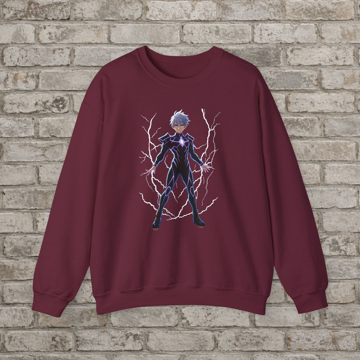 Electric Shadow: Anime Superhero Sweatshirt