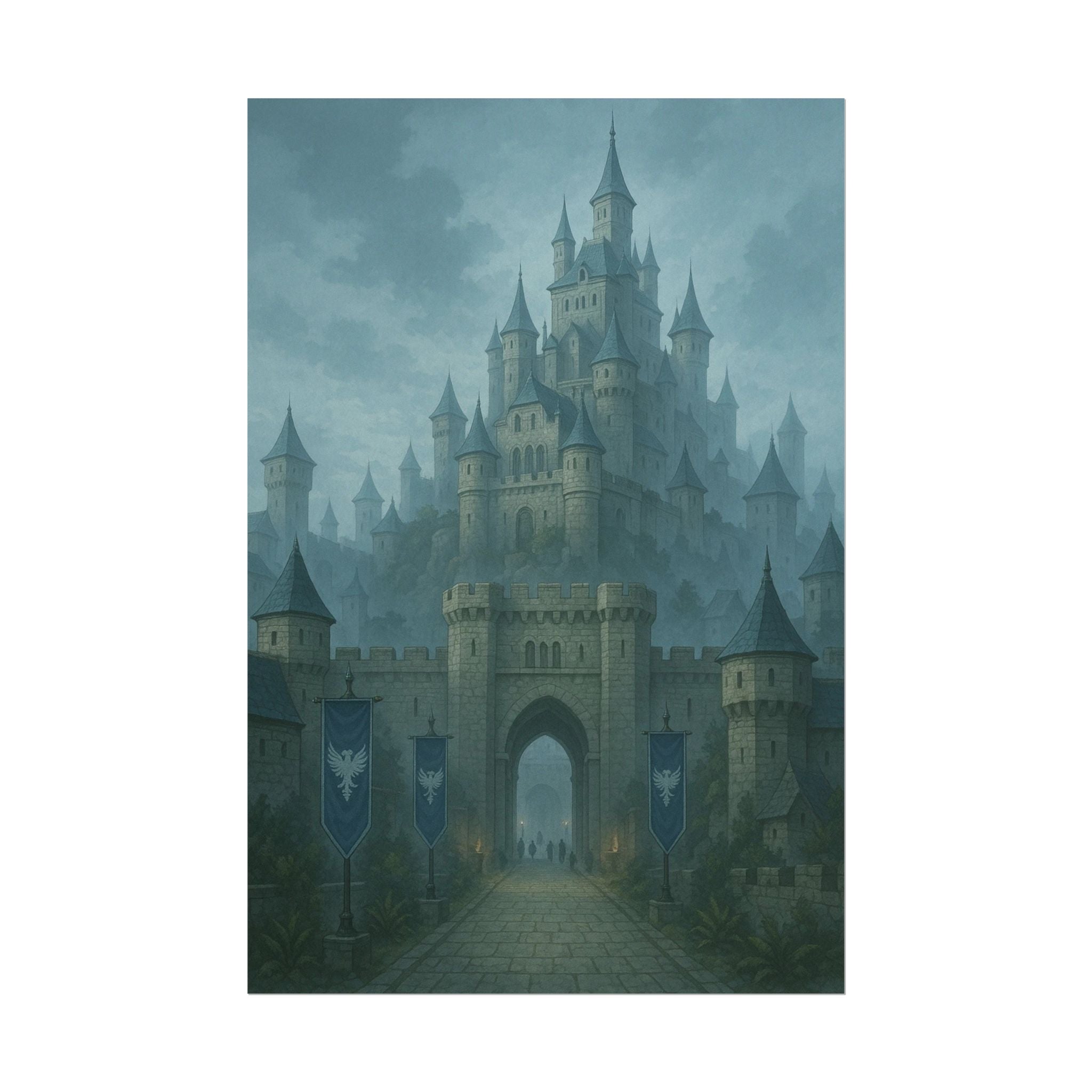 Castle Draven Poster Dark Fantasy Castle Wall Art Medieval Kingdom Gothic Aesthetic Moody Anime Inspired Decor Gift