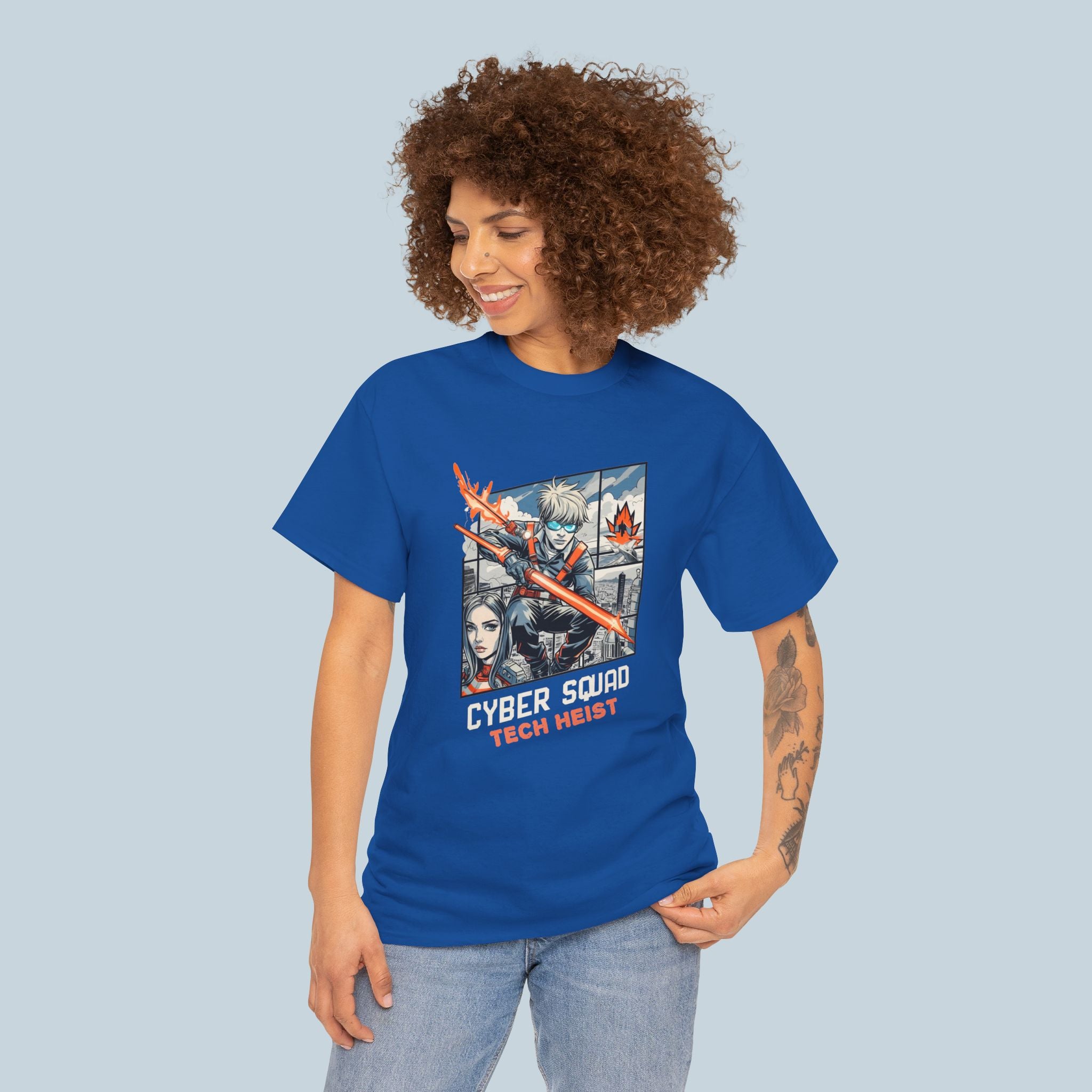 Cyber Squad Anime T Shirt Tech Heist Sci Fi Team Futuristic Streetwear Tee