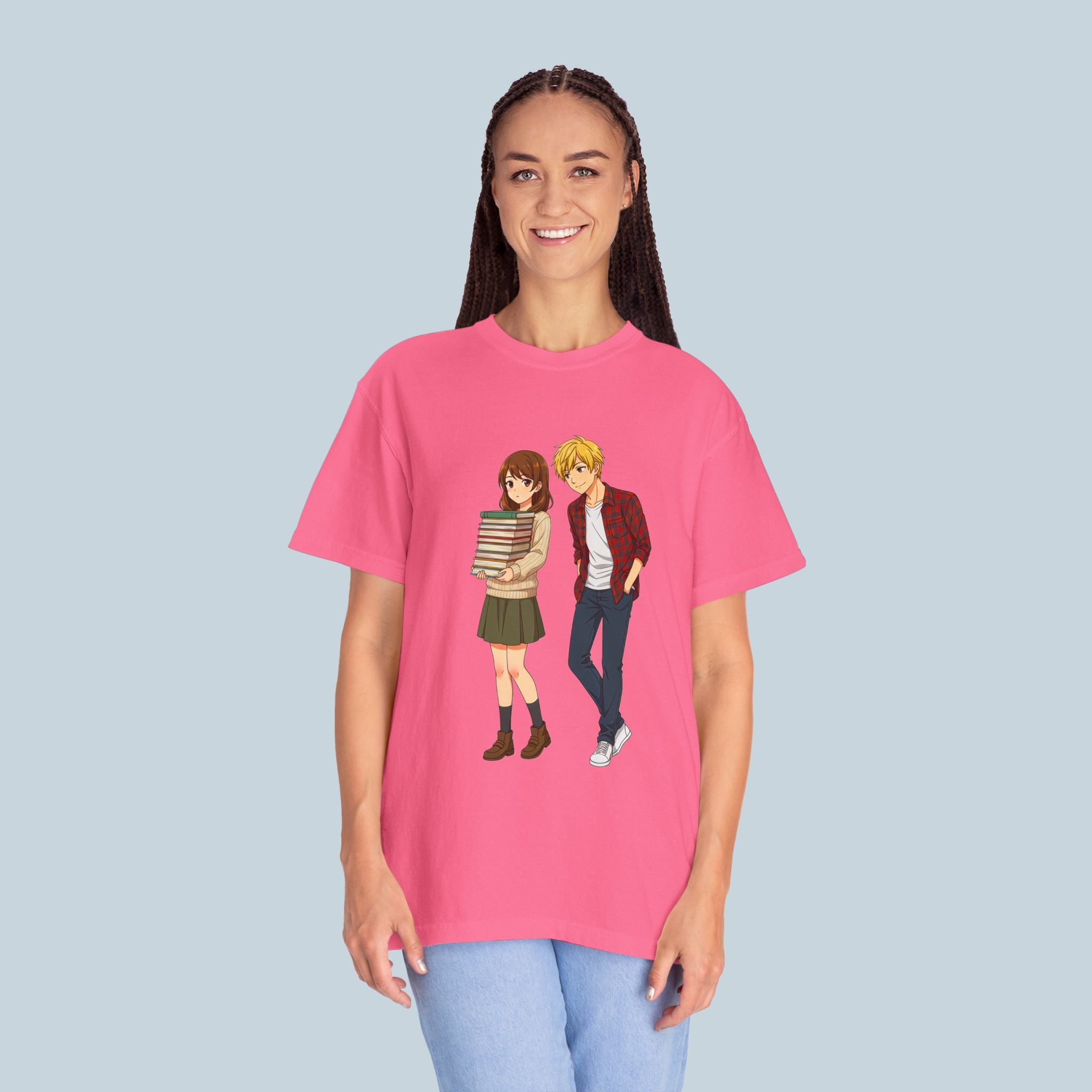 Anime School Couple T-Shirt Comfort Colors Soft Vintage Style Tee for Anime Fans and Manga Lovers