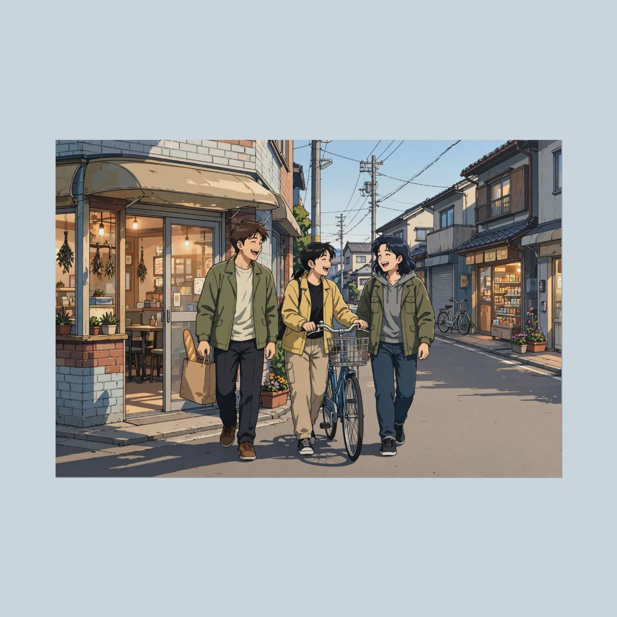 Anime Slice of Life Friends Neighborhood Poster