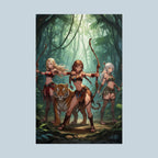 The Wildborne Poster – Fantasy Anime Wall Art, Jungle Spirit Hunters, Archer Girls Artwork, Tribal Fantasy Scene, 24x36 Print