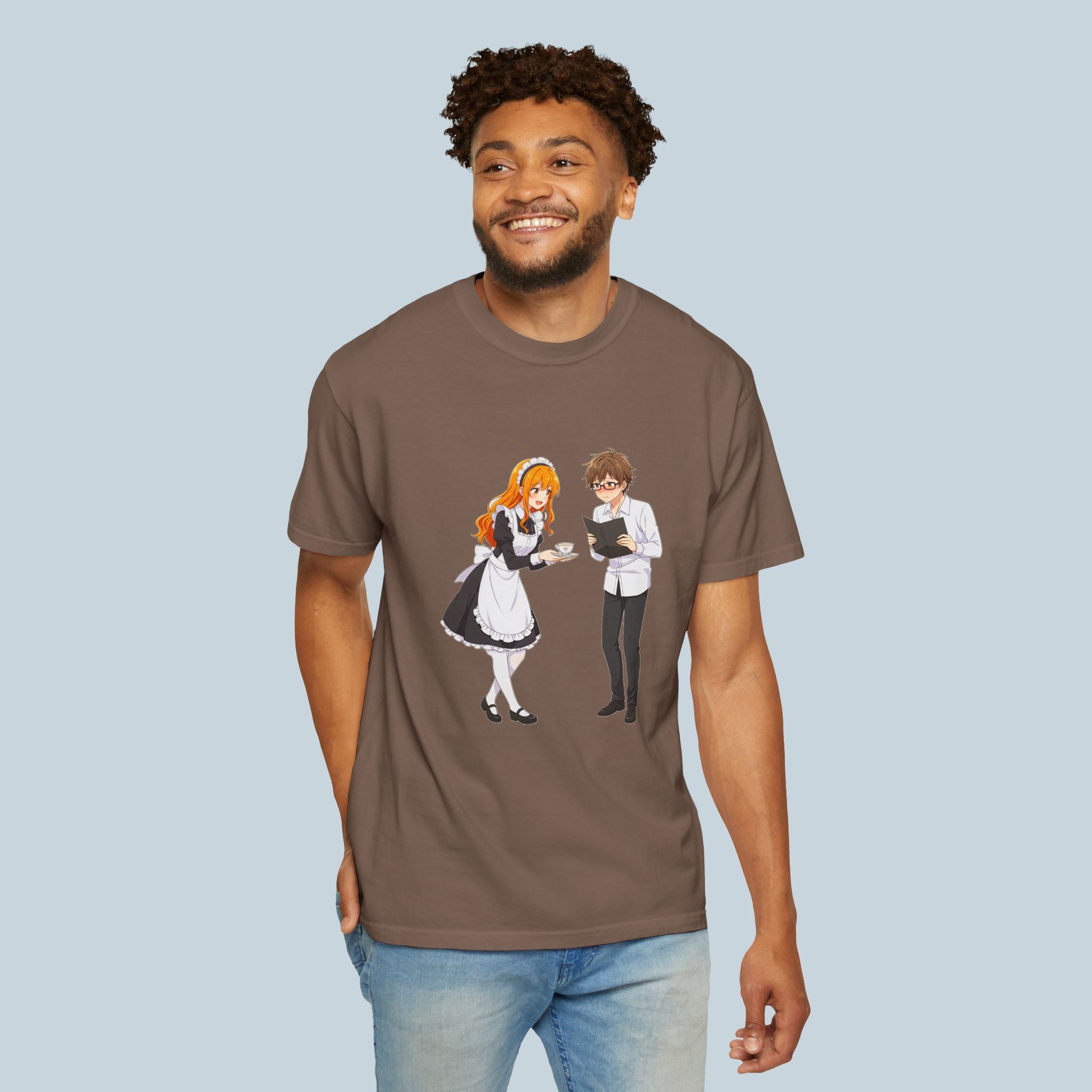 Anime Maid Cafe T-Shirt Cute Waitress and Barista Tee for Otaku Fans