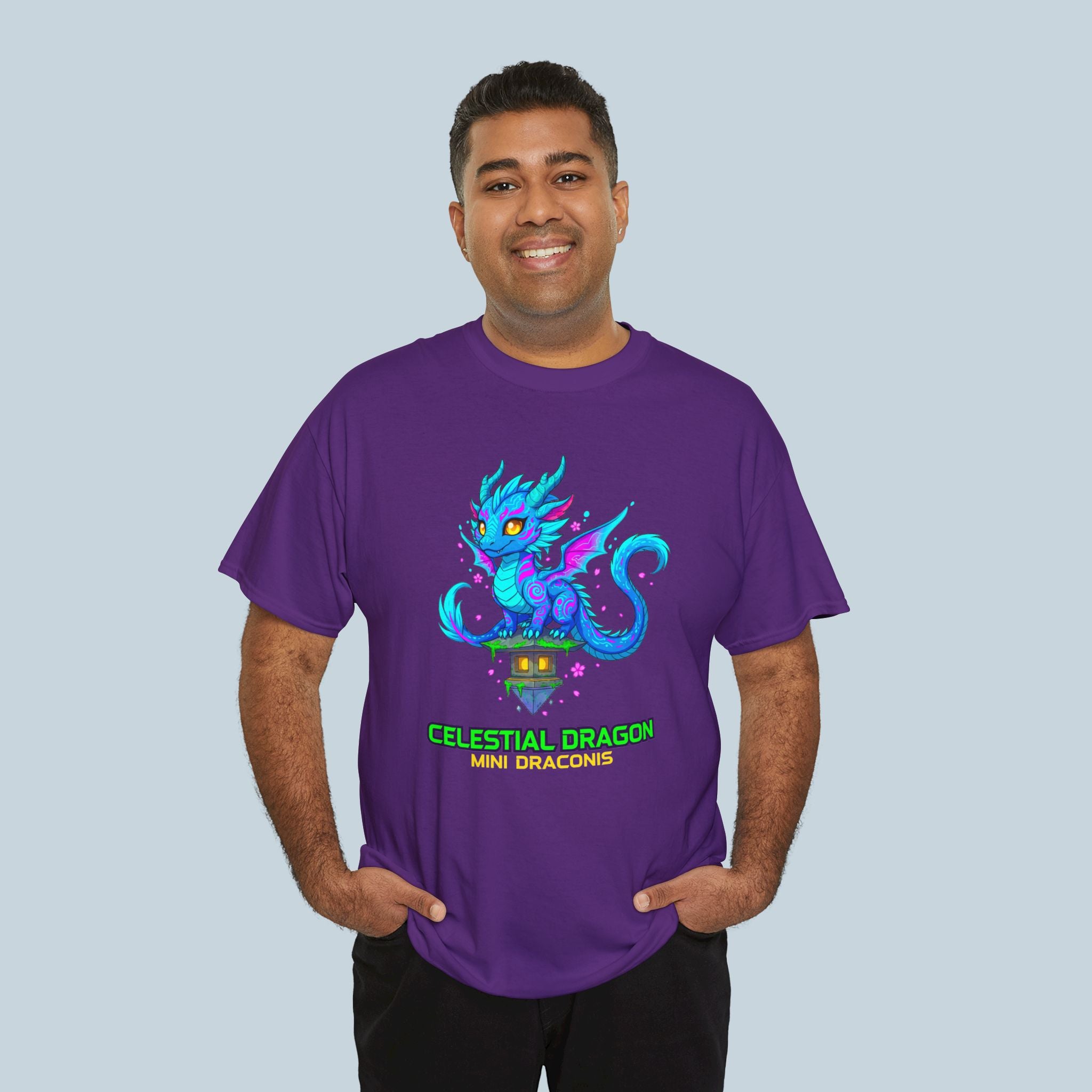 Celestial Dragon Anime T Shirt Cute Fantasy Dragon Neon Glow Magical Creature Shirt Gift for Anime Fans