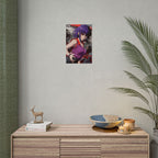 Purple-Haired Zombie Hunter Anime Poster – Horror Pin-Up Wall Art, Retro Apocalypse Action Print, Zomba Squad Decor