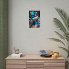 Blue Oni Demon Girl Anime Poster – Japanese Yokai Guardian Wall Art, Cyber Streetwear Fantasy Print, Anime Shrine Aesthetic Collector Poster | Epic Anime Apparel