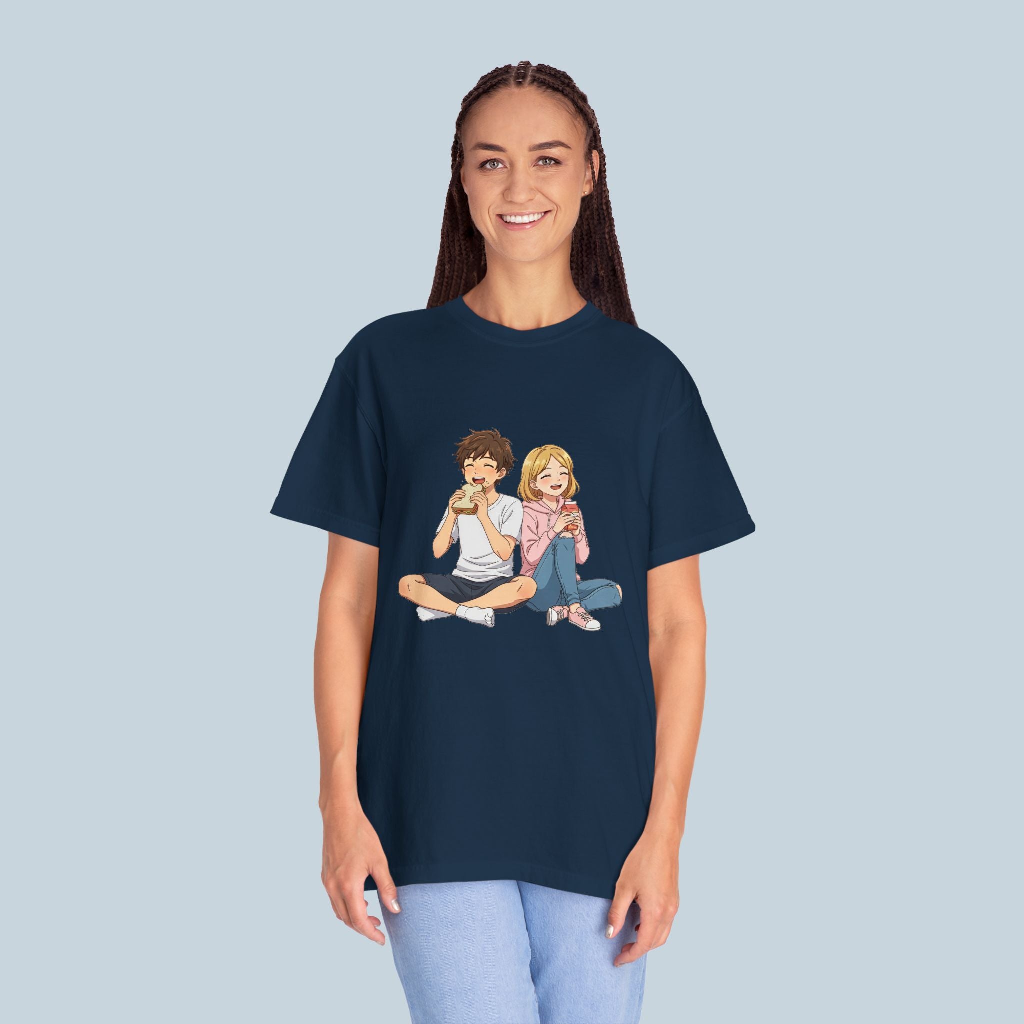 Anime Couple Eating Ramen T-Shirt — Cute Kawaii Date Night Tee