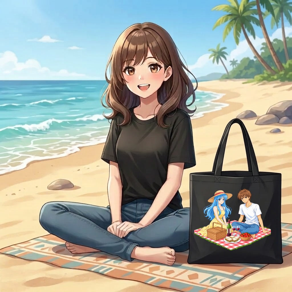Anime Romantic Picnic Tote Bag