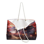 Japanese Temple Sunset Weekender Tote Bag – Mountain Sakura Travel Bag for Anime Fans