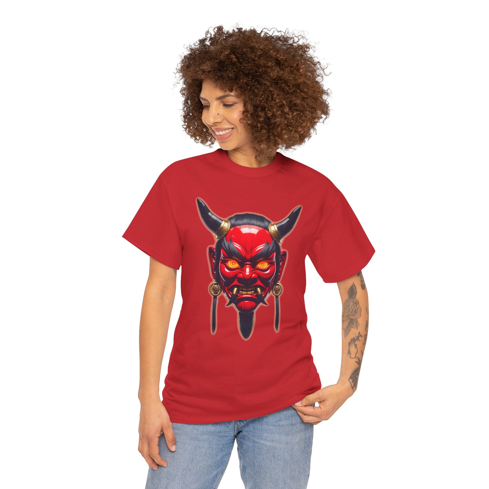 Oni Mask Anime T Shirt Japanese Demon Streetwear Graphic Tee Dark Aesthetic Samurai Horror Shirt Gift for Anime FansGift for Anime Fans