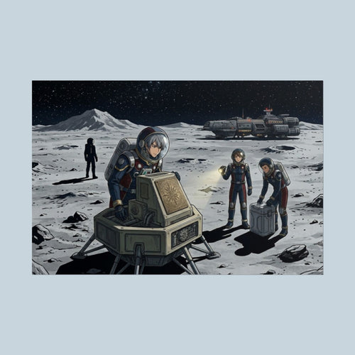 Adrift Beyond the Stars: "The Silent Moon" Sci-Fi Anime Space Exploration Poster