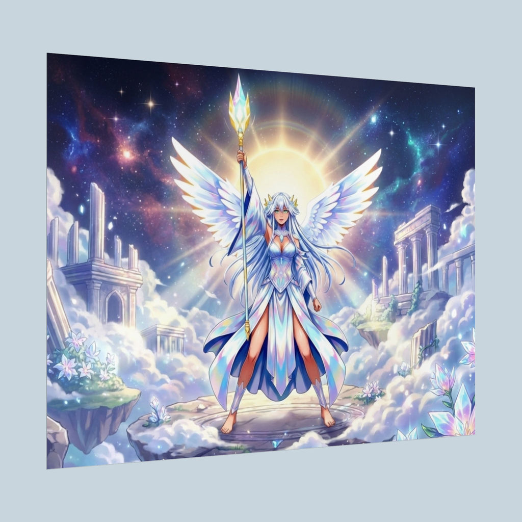 Lyria Solara Celestial Anime Wall Art Divine Fantasy Angel Goddess Room Decor Gift for Anime Fans