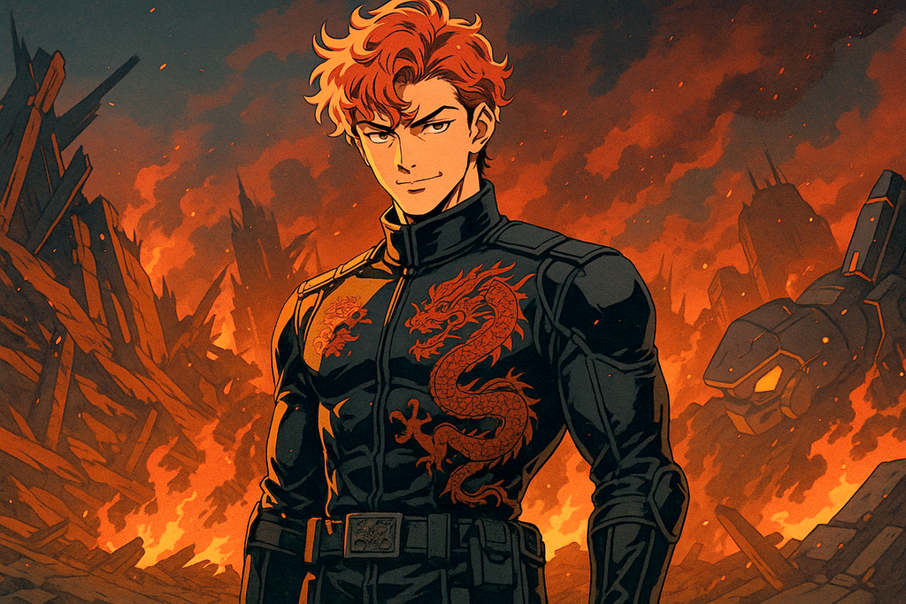 Epic Dragon Anime Art Print: Vibrant Flame Design