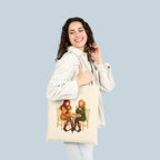 Anime Café Girls Tote Bag Kawaii Autumn Foodie Gift for Anime Fans Cozy Japanese Style Cotton Shopping Bag