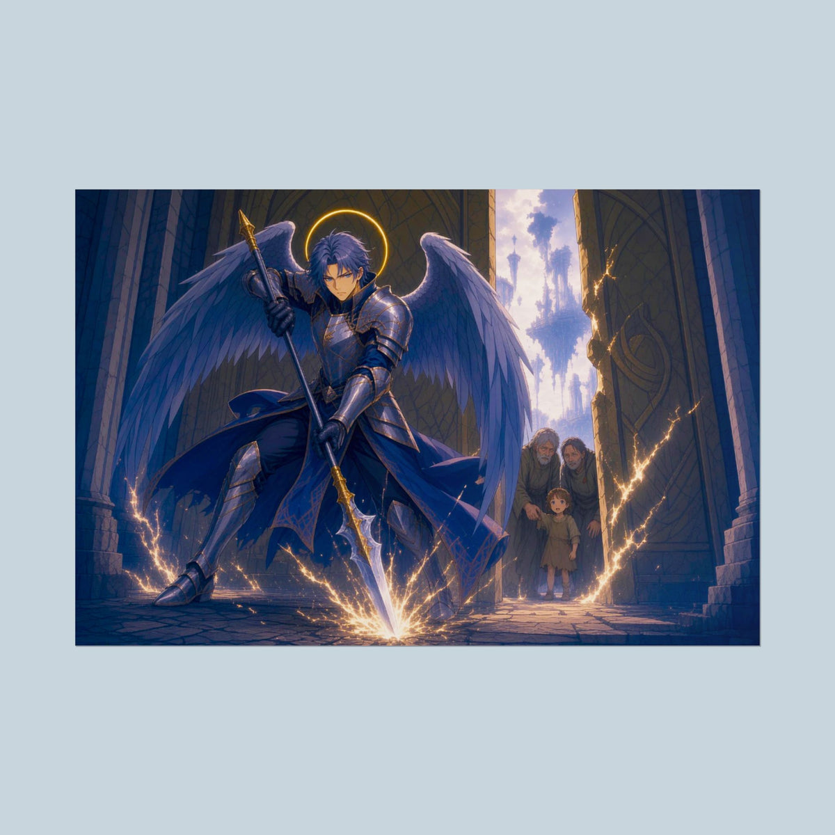 Celestial Tales: "Auren Valec" Fantasy Anime Angel Warrior Poster