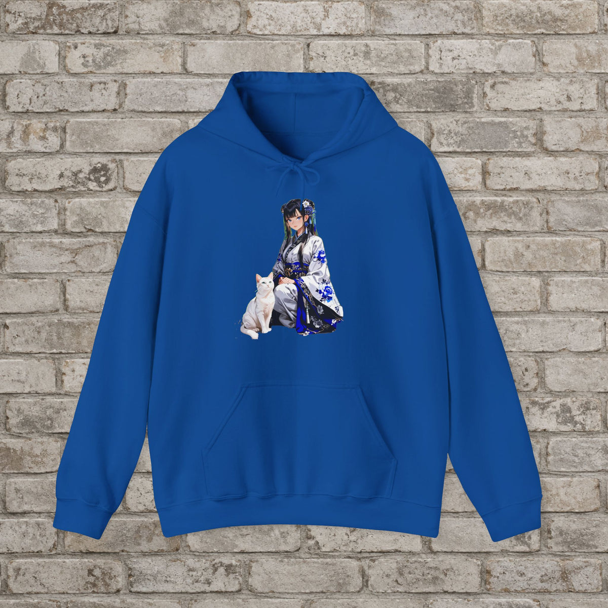 Blue Kimono Cat Anime Hoodie