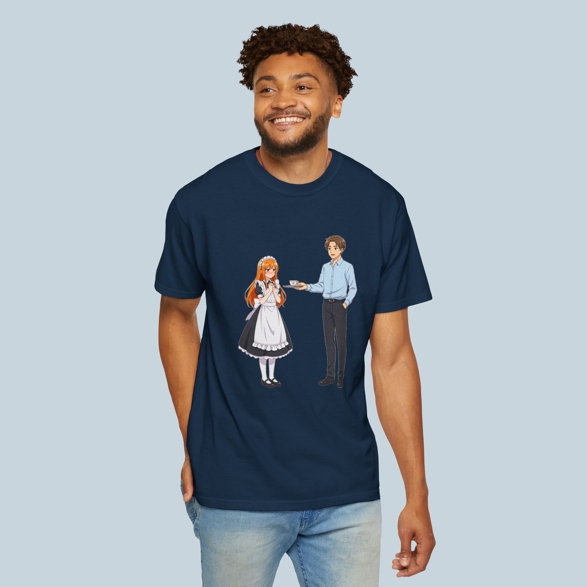 Anime Maid Café T-Shirt Comfort Colors 1717 Vintage Waitress Design Japanese Server Cute Otaku Streetwear