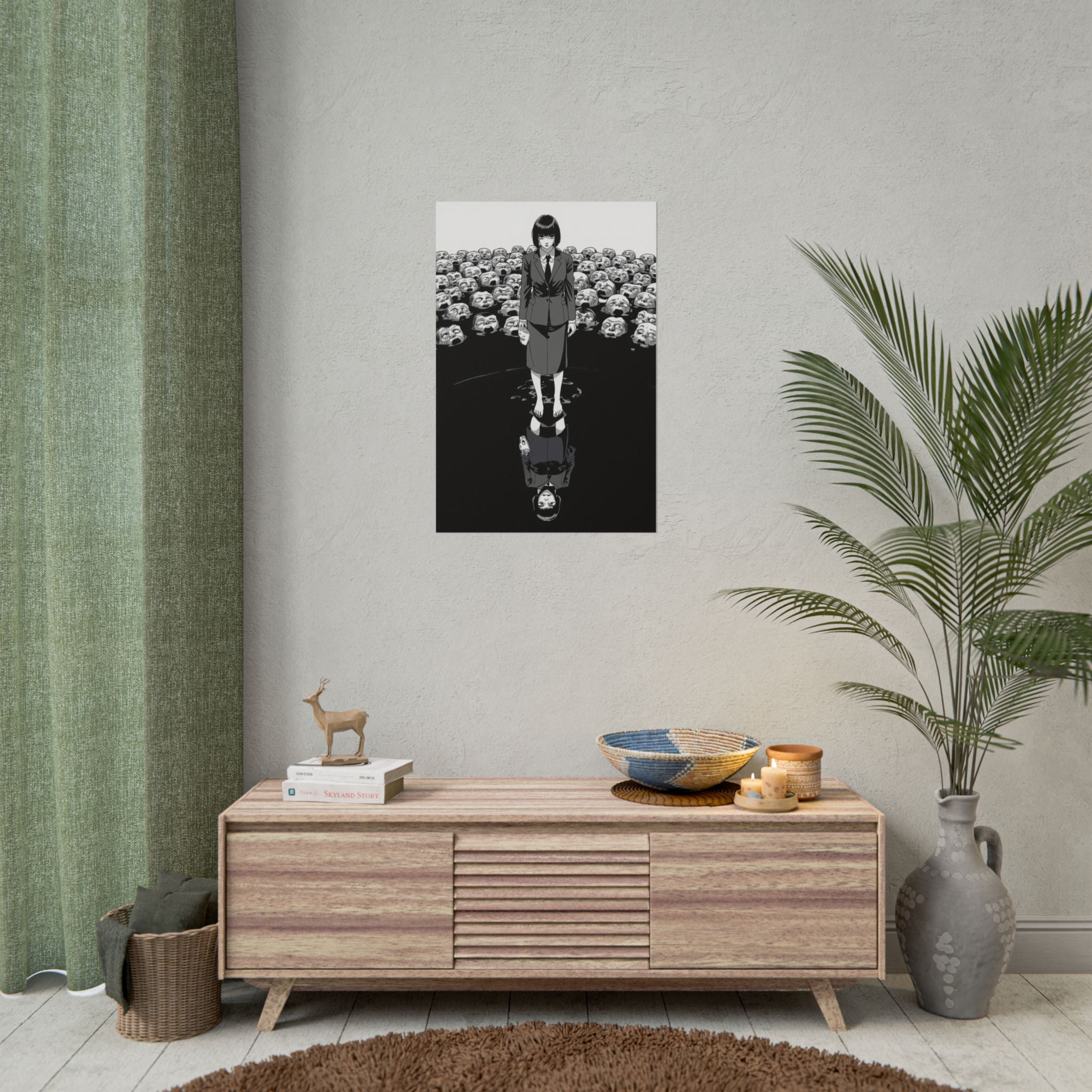 The Mirror Replacement Poster – Horror Anime Wall Art, The Hollow Echo Series, Identity Horror Artwork, Dark Reflection Anime Print, 24x36