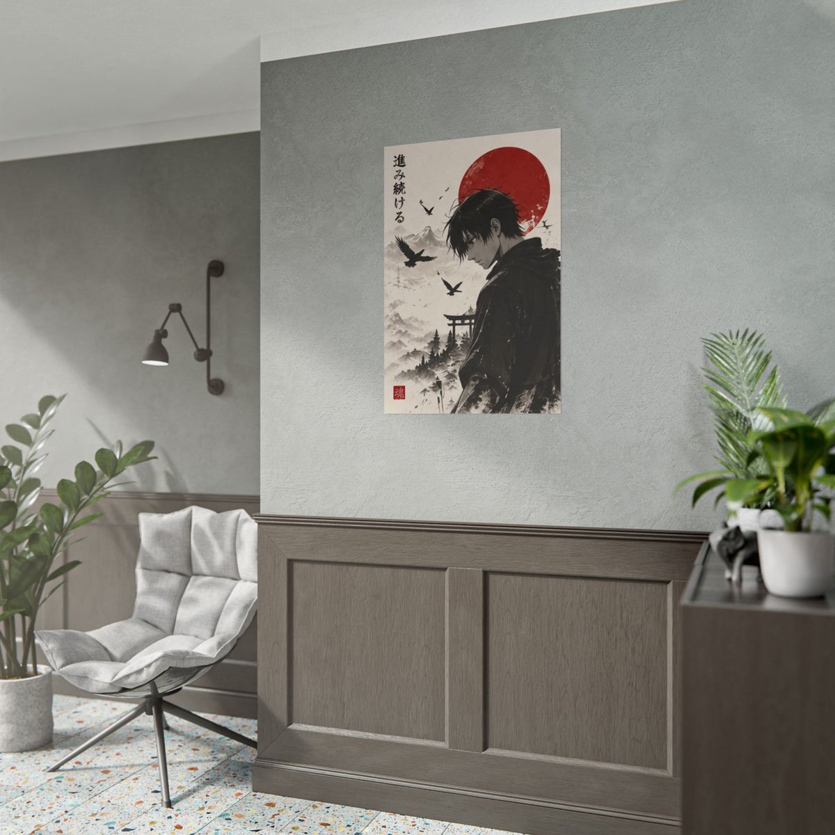 Red Sun Torii Gate Poster