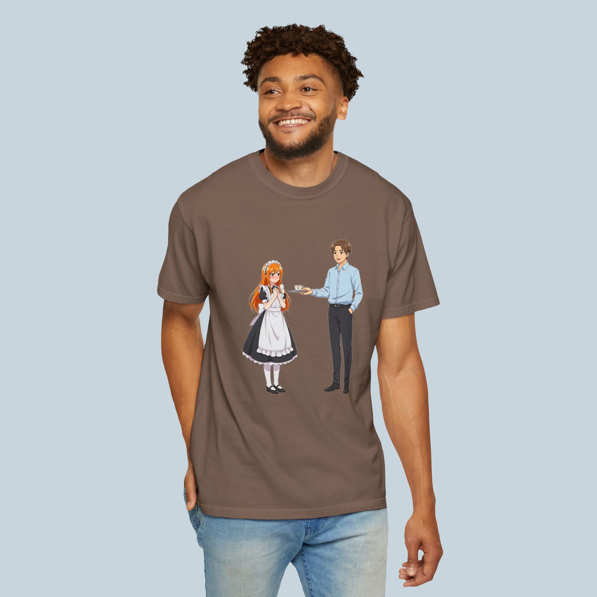 Anime Maid Café T-Shirt Comfort Colors 1717 Vintage Waitress Design Japanese Server Cute Otaku Streetwear