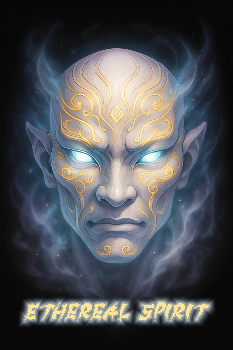 Ethereal Spirit Anime Poster Wall Art Fantasy Glow Decor Futuristic Zen Guardian Gift for Anime Fans and Collectors