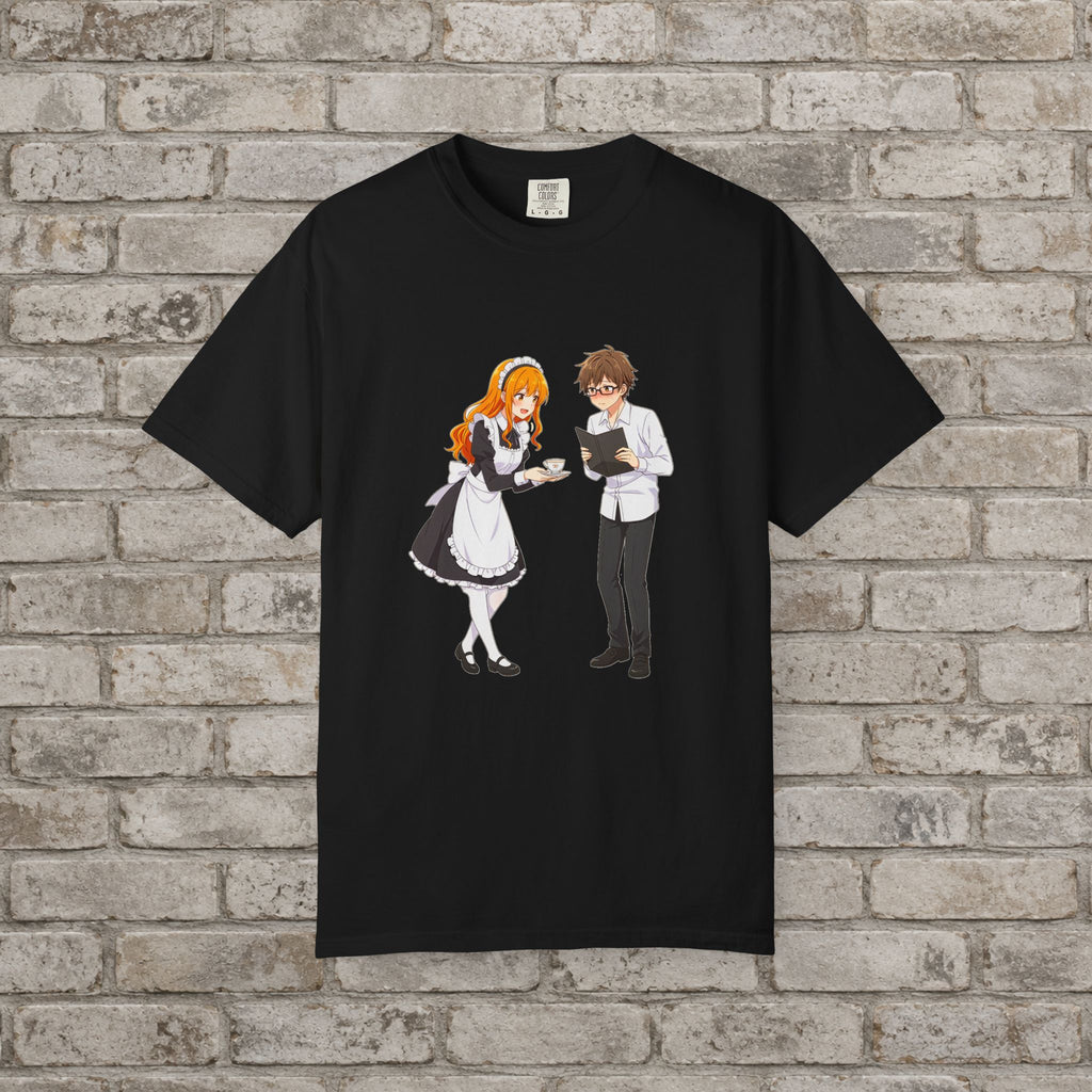 Anime Maid Cafe T-Shirt Cute Waitress and Barista Tee for Otaku Fans