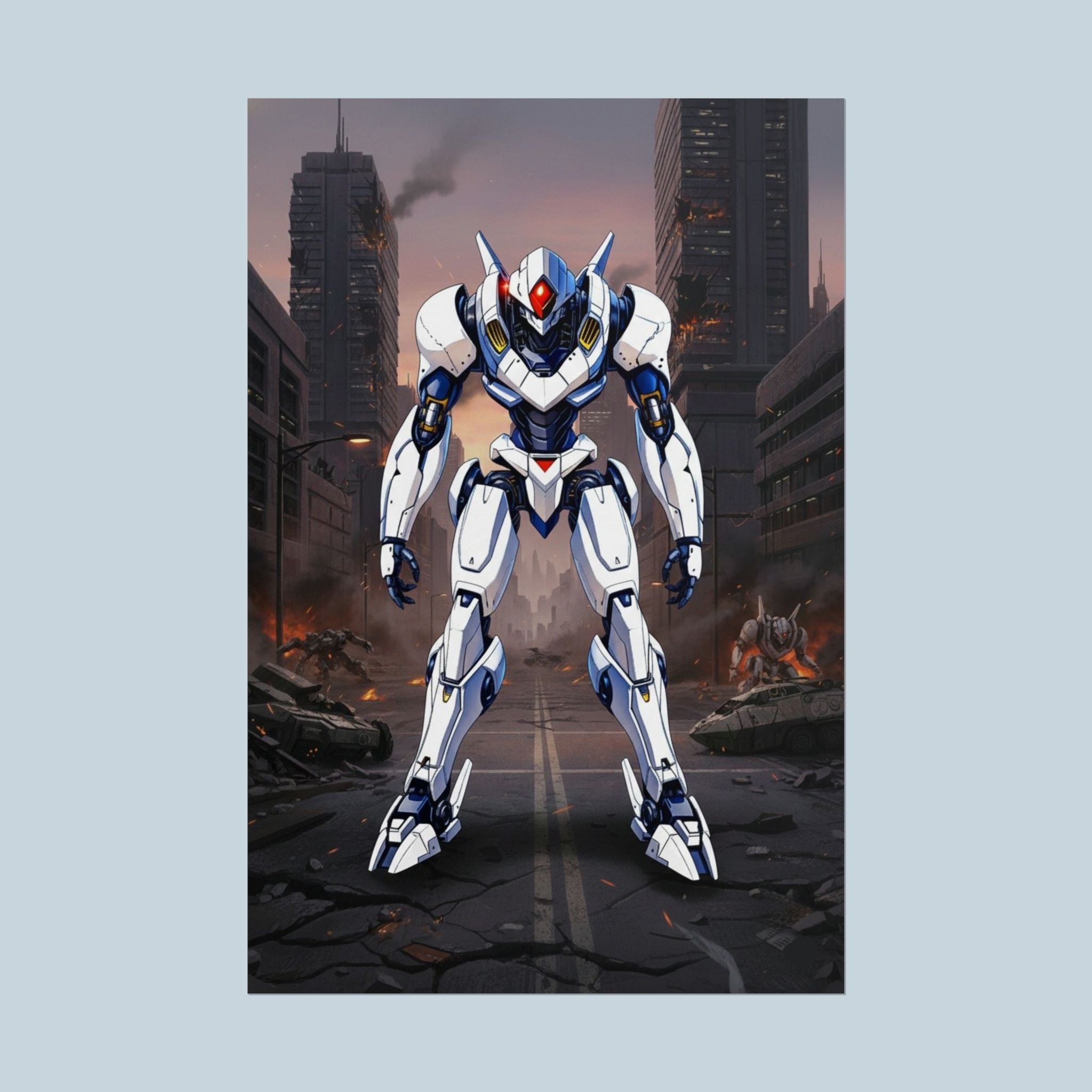 Aegis-9b Anime Mech Poster Sci-Fi Robot Wall Art Futuristic City Battle
