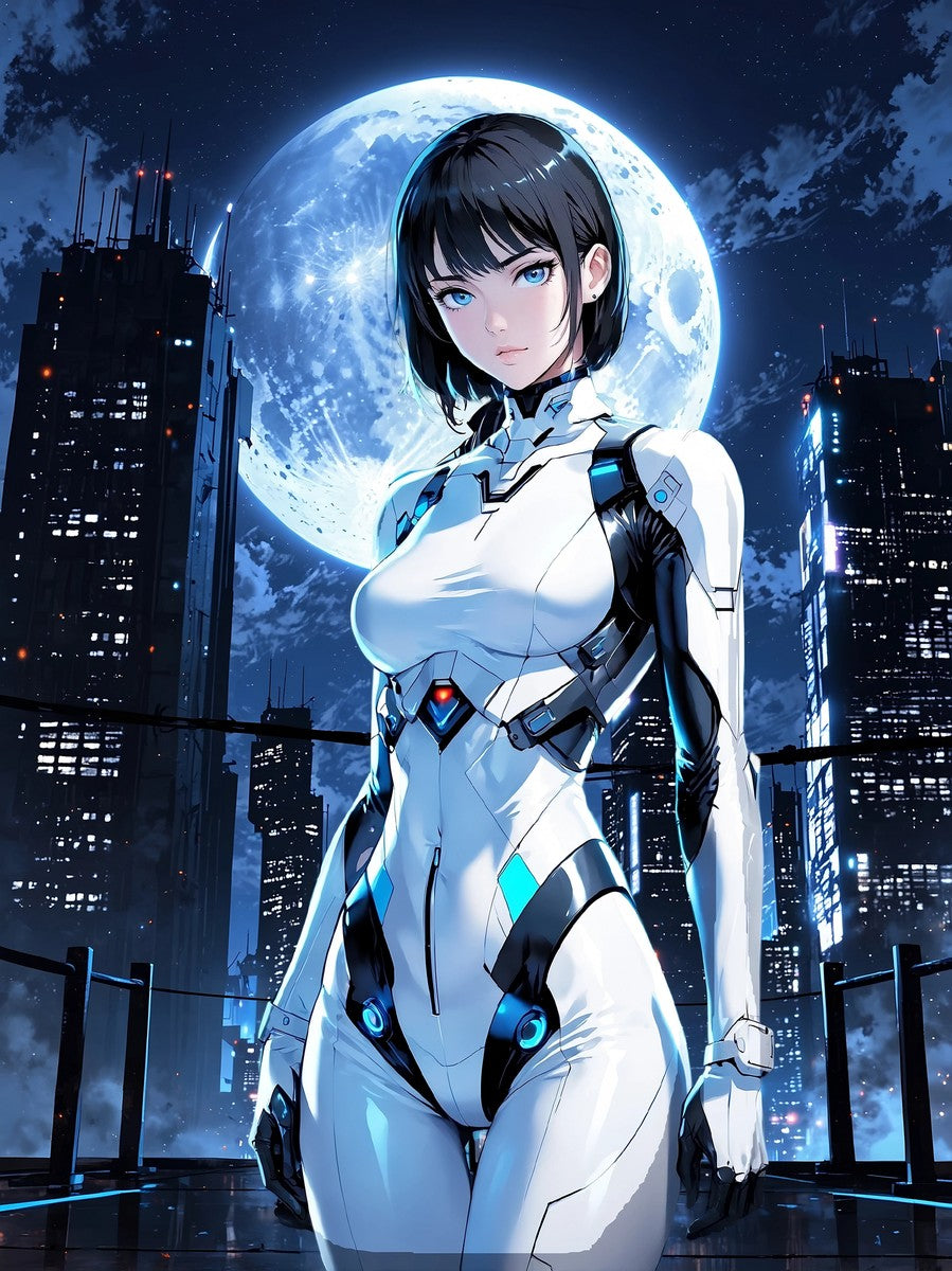 Cyberpunk Anime Girl Fleece Blanket Futuristic Moon Warrior Cool Gamer Gift Soft Cozy Sci-Fi Room Decor Epic Anime Apparel