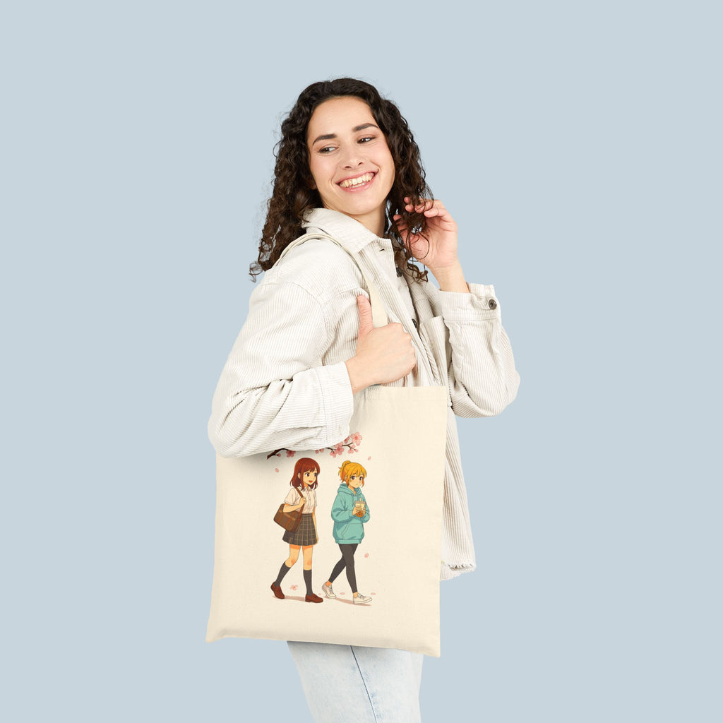 Cherry Blossom Walk Anime Tote Bag – Cozy Slice of Life Sakura Design