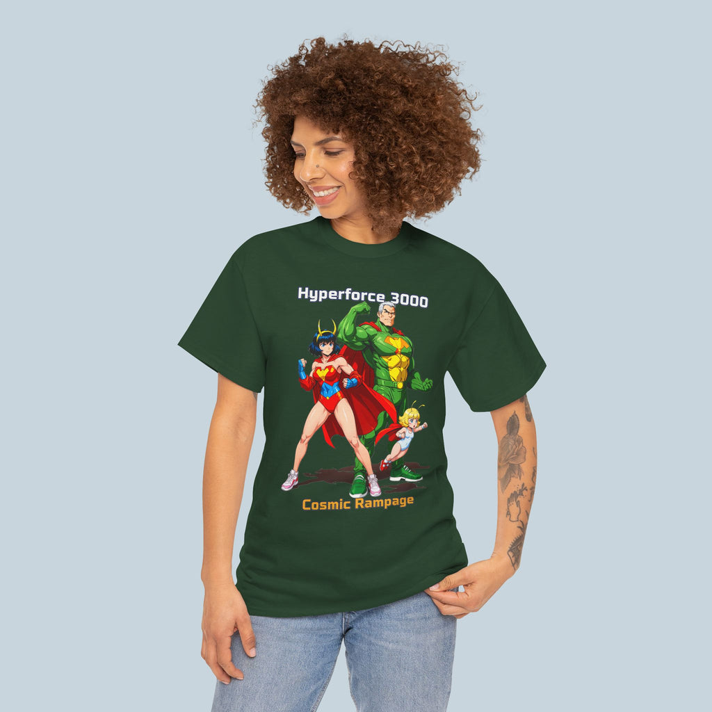Hyperforce 3000 T-Shirt – Retro Anime Comic Style Superhero Tee – Cosmic Rampage Edition