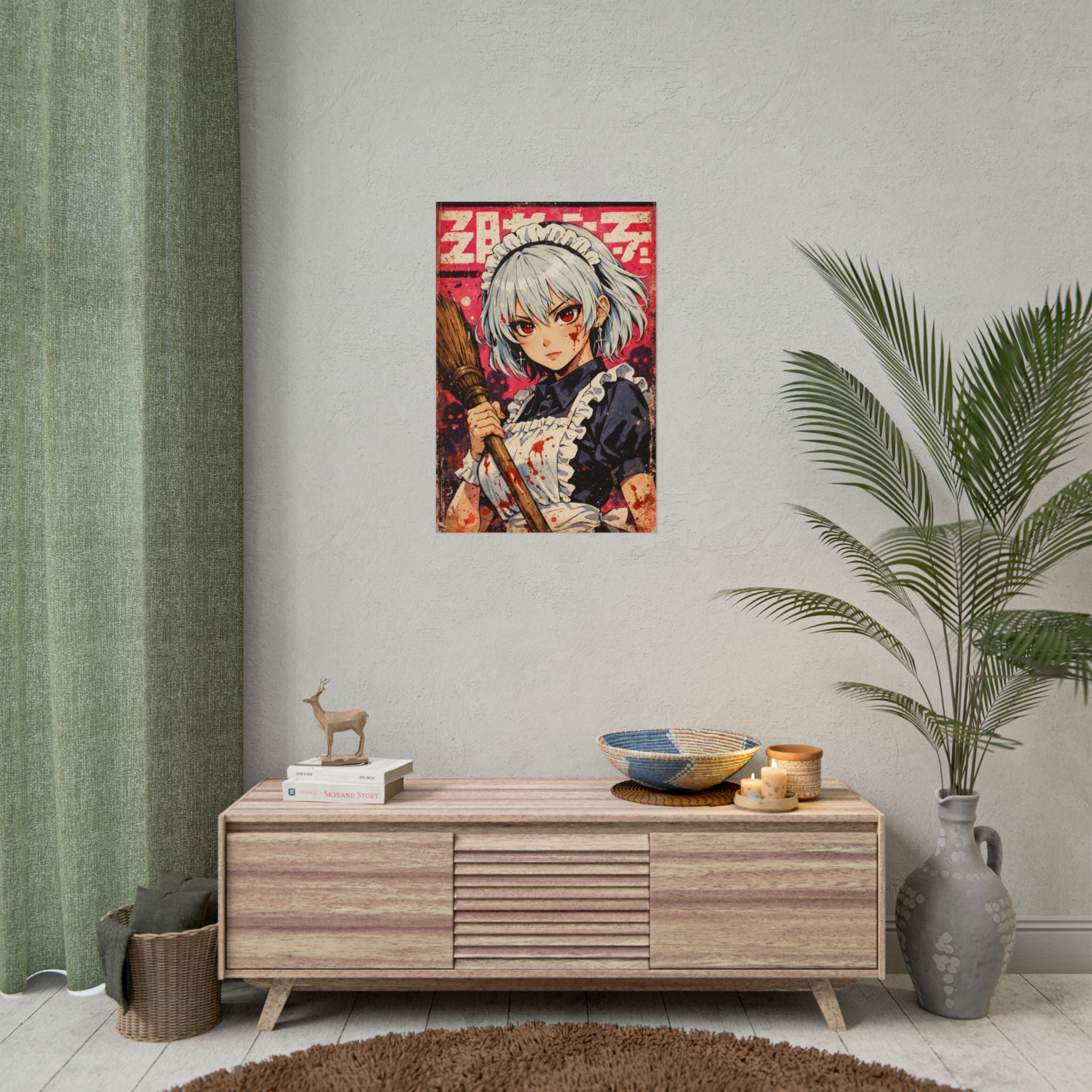 Shizu Sakamoto Poster – ZOMBA Squad Anime Wall Art, Retro Grindhouse Horror Print, Zombie Apocalypse Manga Style Decor
