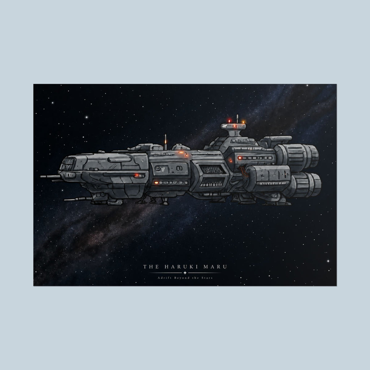 Adrift Beyond the Stars: "The Haruki Maru" Sci-Fi Anime Spaceship Poster