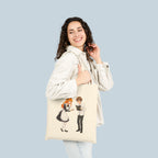Anime Maid Cafe Tote Bag Cute Waitress and Barista Canvas Bag for Otaku Fans