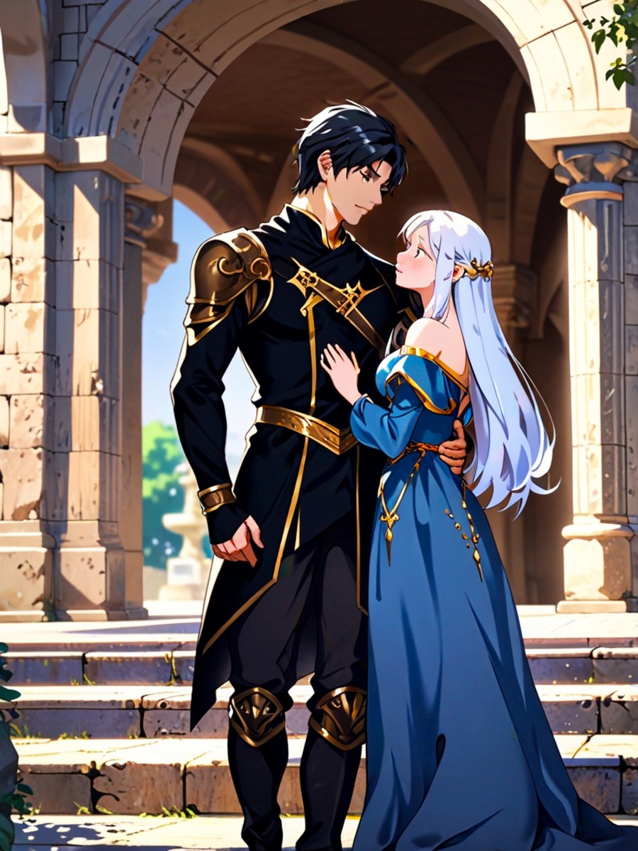 Royal Anime Couple Sherpa Blanket Fantasy Castle Cozy Gift for Anime Lovers and Dreamers