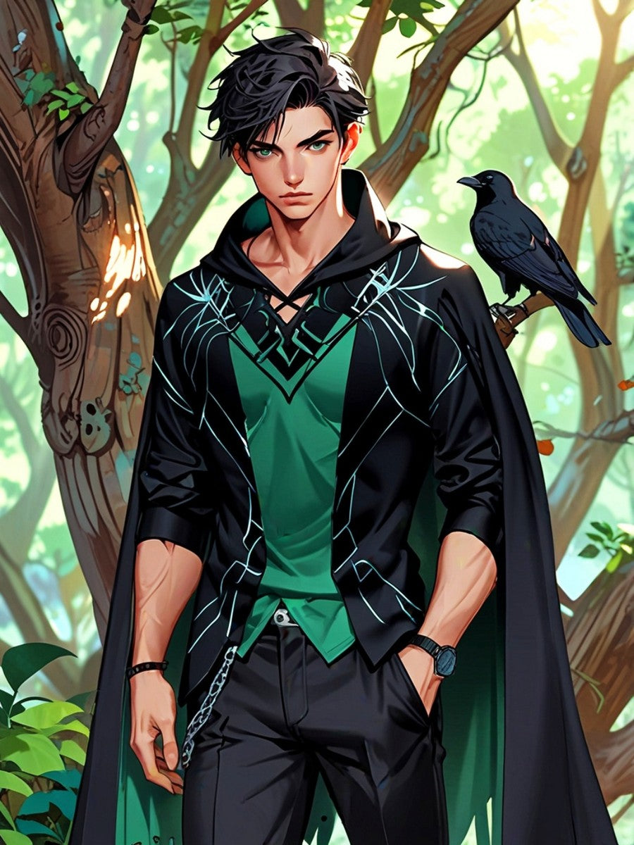 Forest Rogue Anime Boy Sherpa Blanket Dark Fantasy Cozy Gift for Anime Fans and Gamers