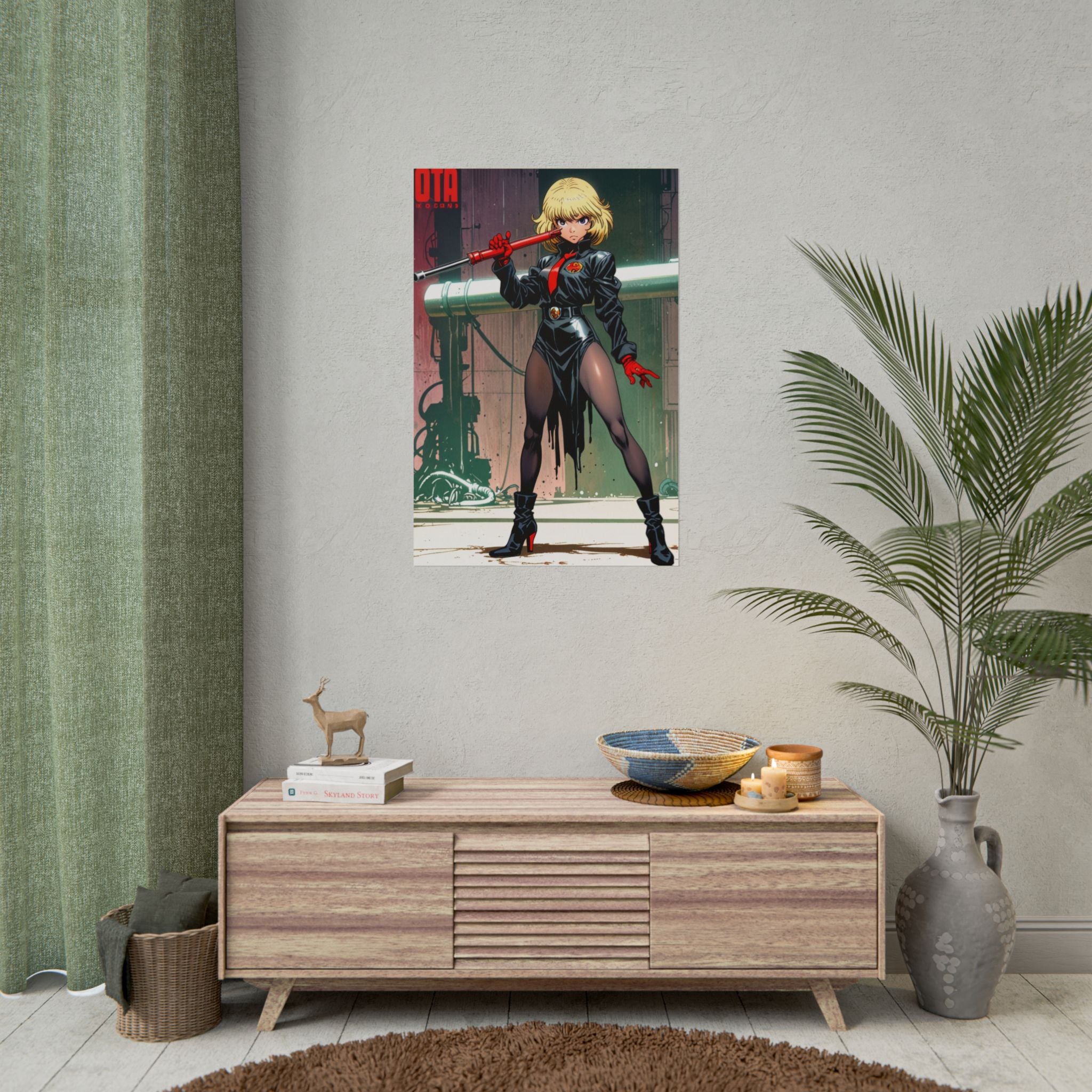 Retro Anime Femme Fatale Poster, Cyberpunk Assassin Girl Wall Art, Grindhouse Sci Fi Pin Up Print, Dark Aesthetic Anime Decor, Collector Poster