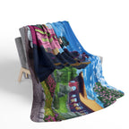 Ancient Court Anime Sherpa Blanket – Elegant Historical Fantasy Fleece Throw