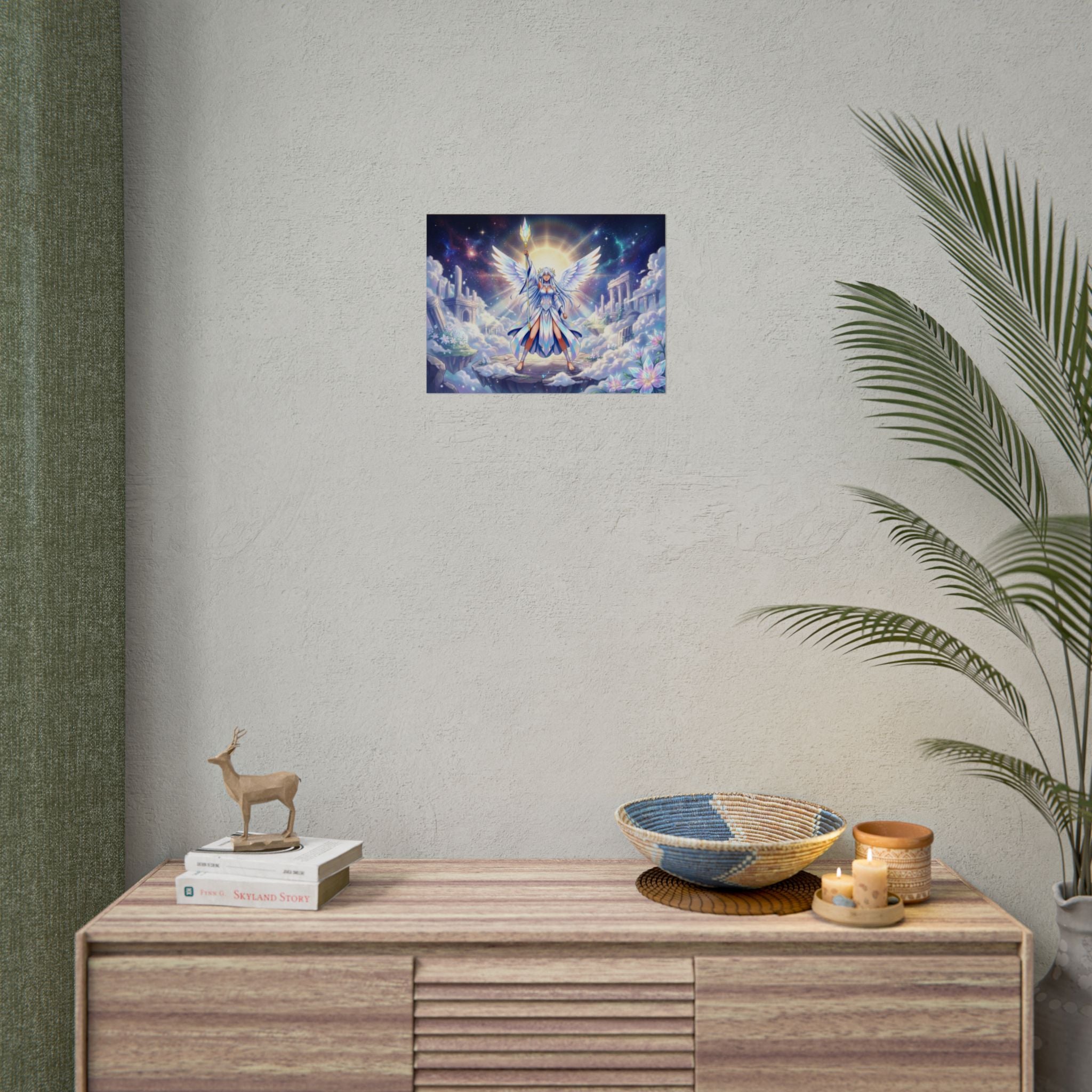 Lyria Solara Celestial Anime Wall Art Divine Fantasy Angel Goddess Room Decor Gift for Anime Fans