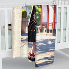 Anime Kimono Sakura Sherpa Blanket — Cozy Japanese Garden Throw