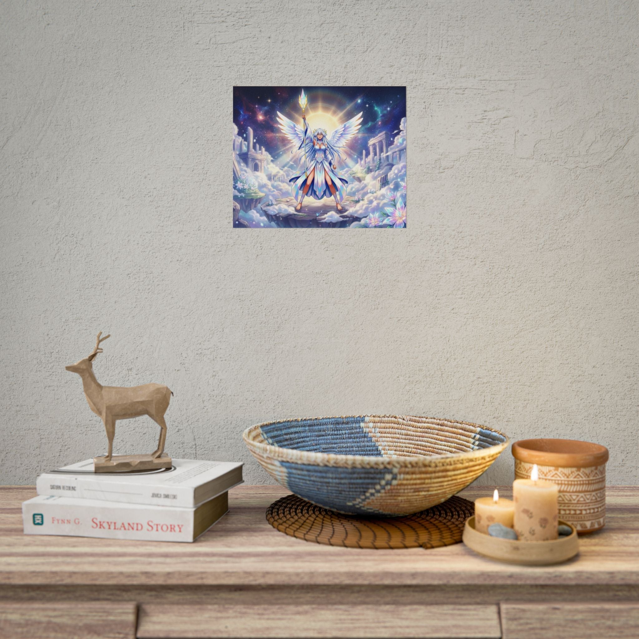 Lyria Solara Celestial Anime Wall Art Divine Fantasy Angel Goddess Room Decor Gift for Anime Fans